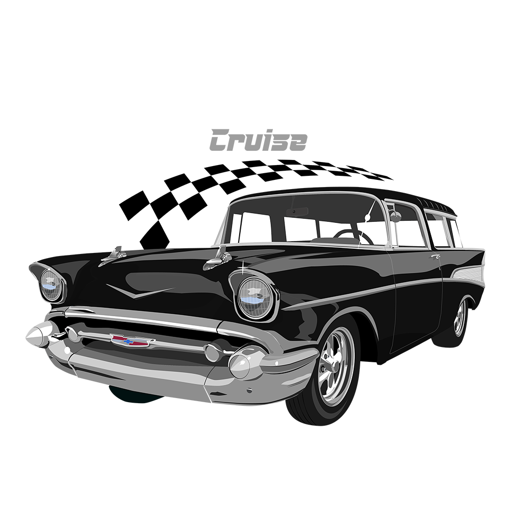 57 Black Chevy Nomad Woodward DTF Tee