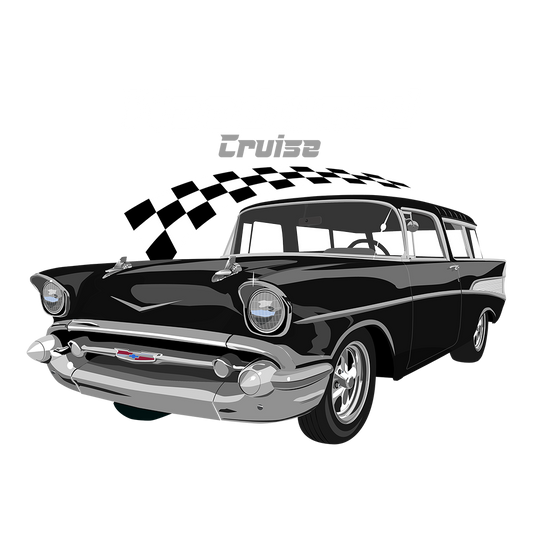 57 Black Chevy Nomad Woodward DTF Tee