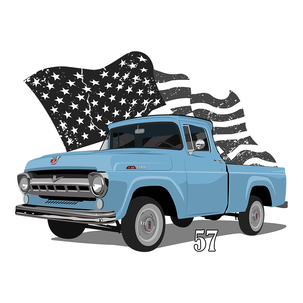 57 Blue Ford F100 Patriot DTF Tee