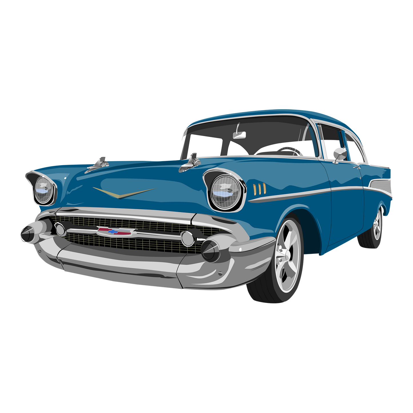 57 Blue Chevy Bel Air DTF Design