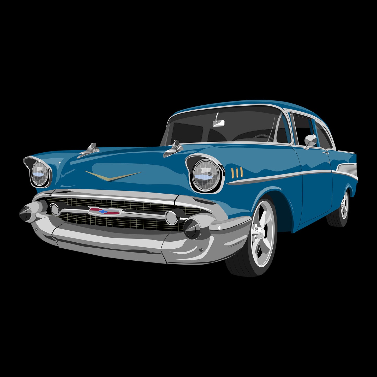 57 Blue Chevy Bel Air DTF Transfer