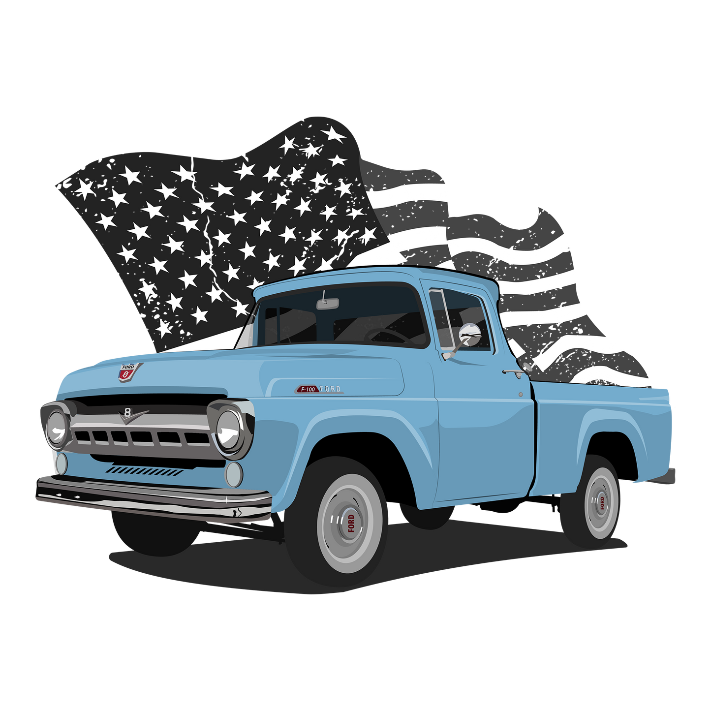 57 Blue Ford F100 DTF Design