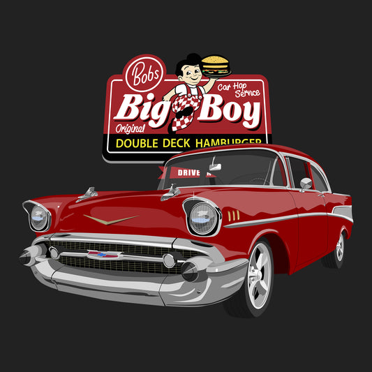 5 Dark Red Chevy Bel Air DTF Transfer