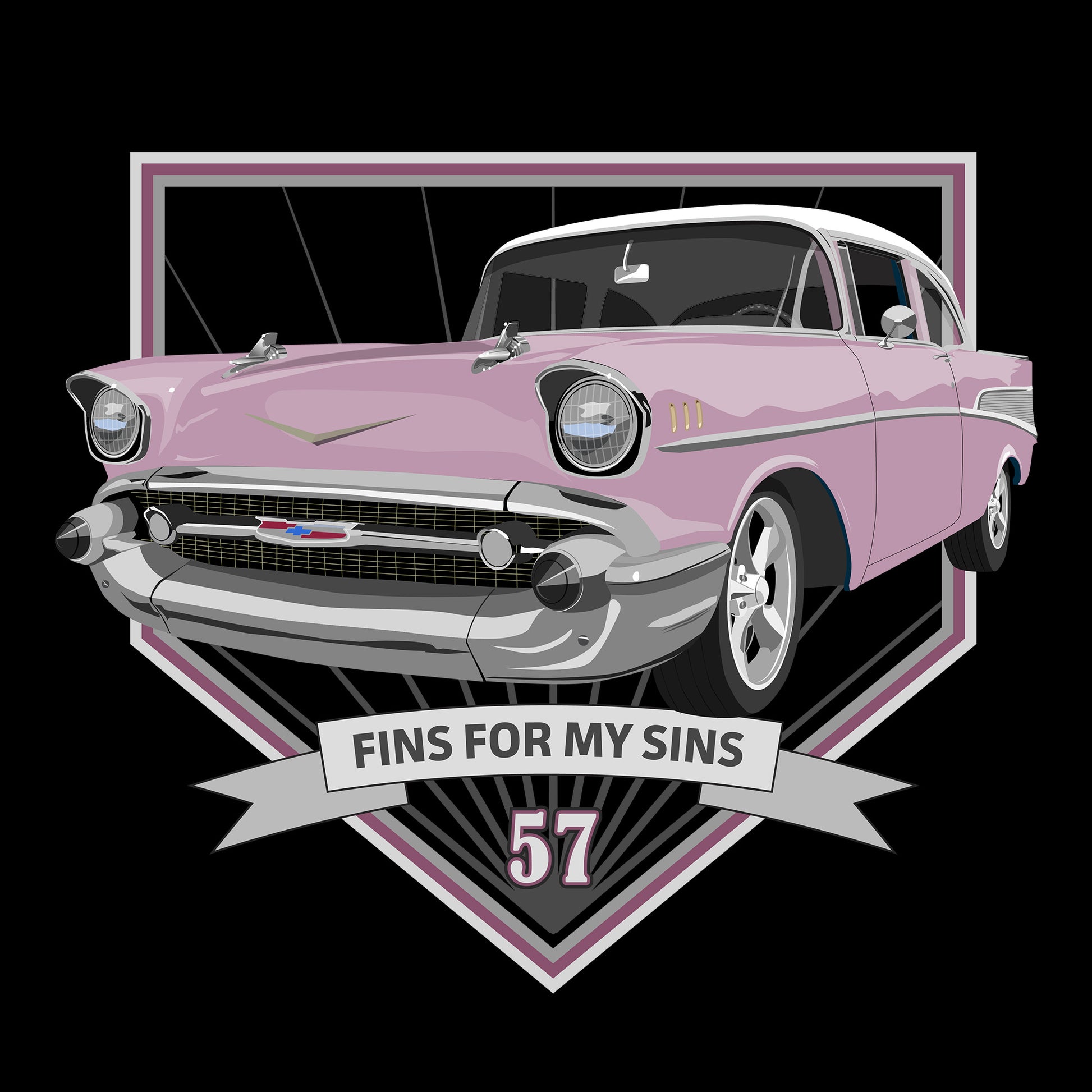 57 Dusk Pearl Chevy Bel Air DTF Transfer