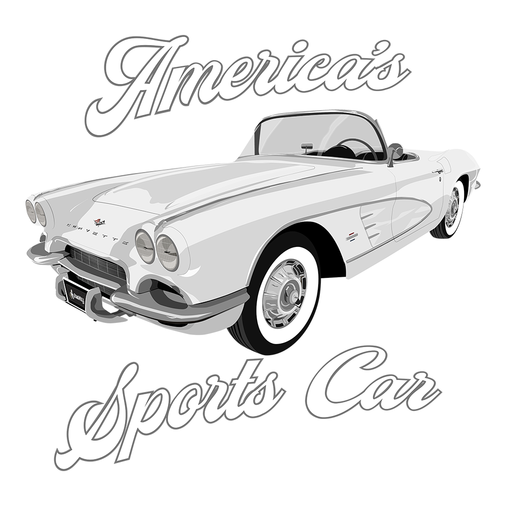 61 White Chevy Corvette Convertible DTF Tee
