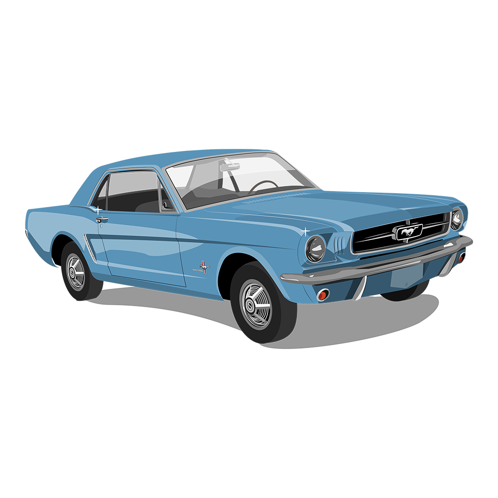 65 Blue Ford Mustang DTF Tee