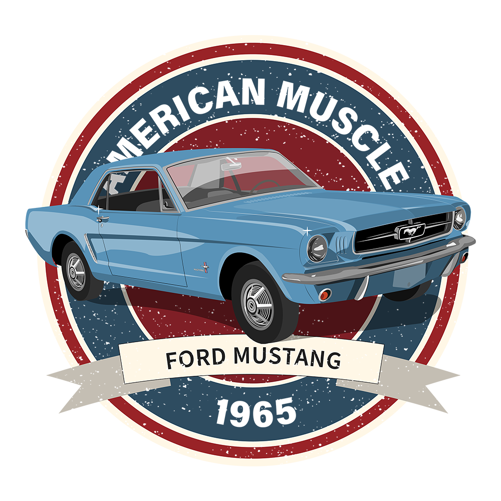 65 Blue Ford Mustang Grunge DTF Tee