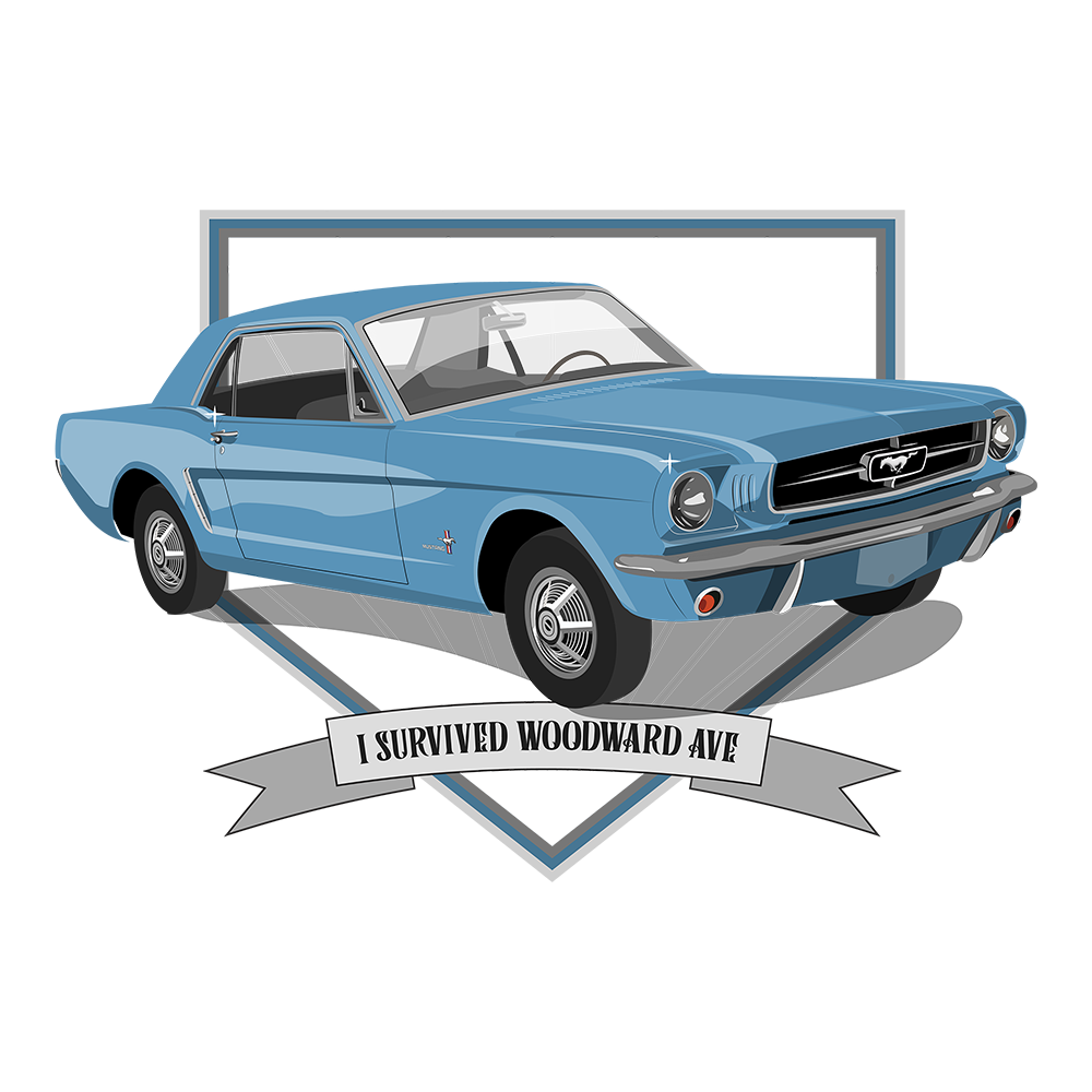 65 Blue Ford Mustang Sunburst DTF Tee