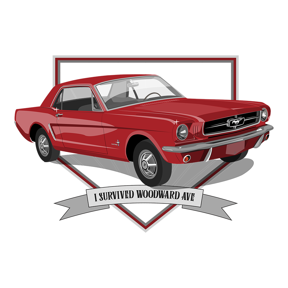 65 Red Ford Mustang Sunburst DTF Tee