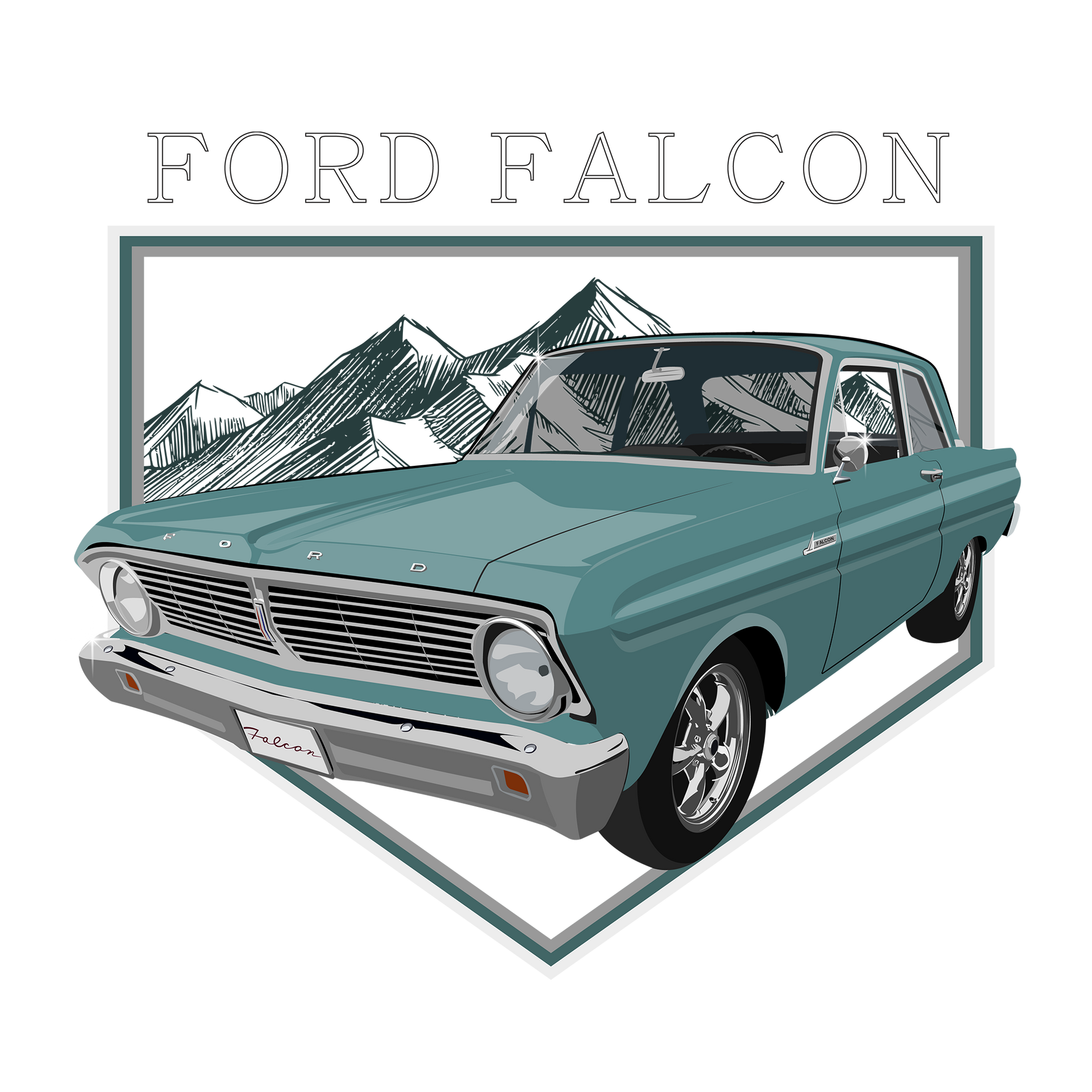 65 Green Ford Falcon DTF Design