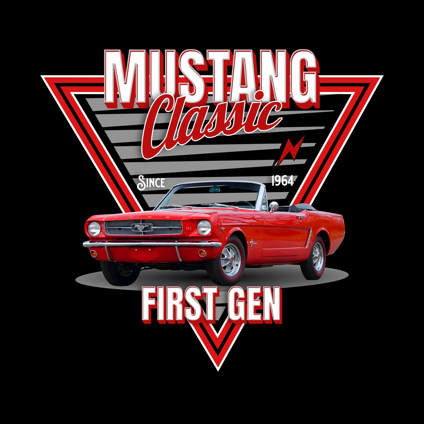 65 Red Ford Mustang DTF Transfer