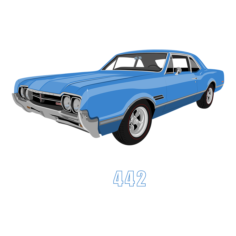 66 Blue Oldsmobile 442