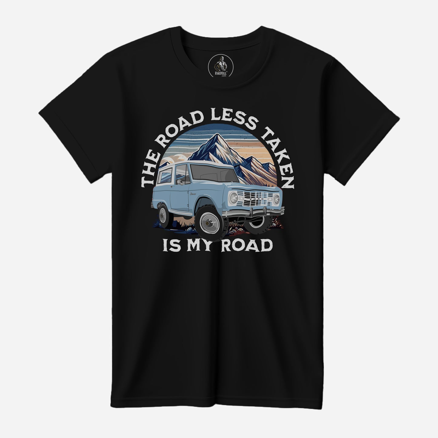 66 Skylight Blue Ford Brono Black Bella+Canvas T-Shirt