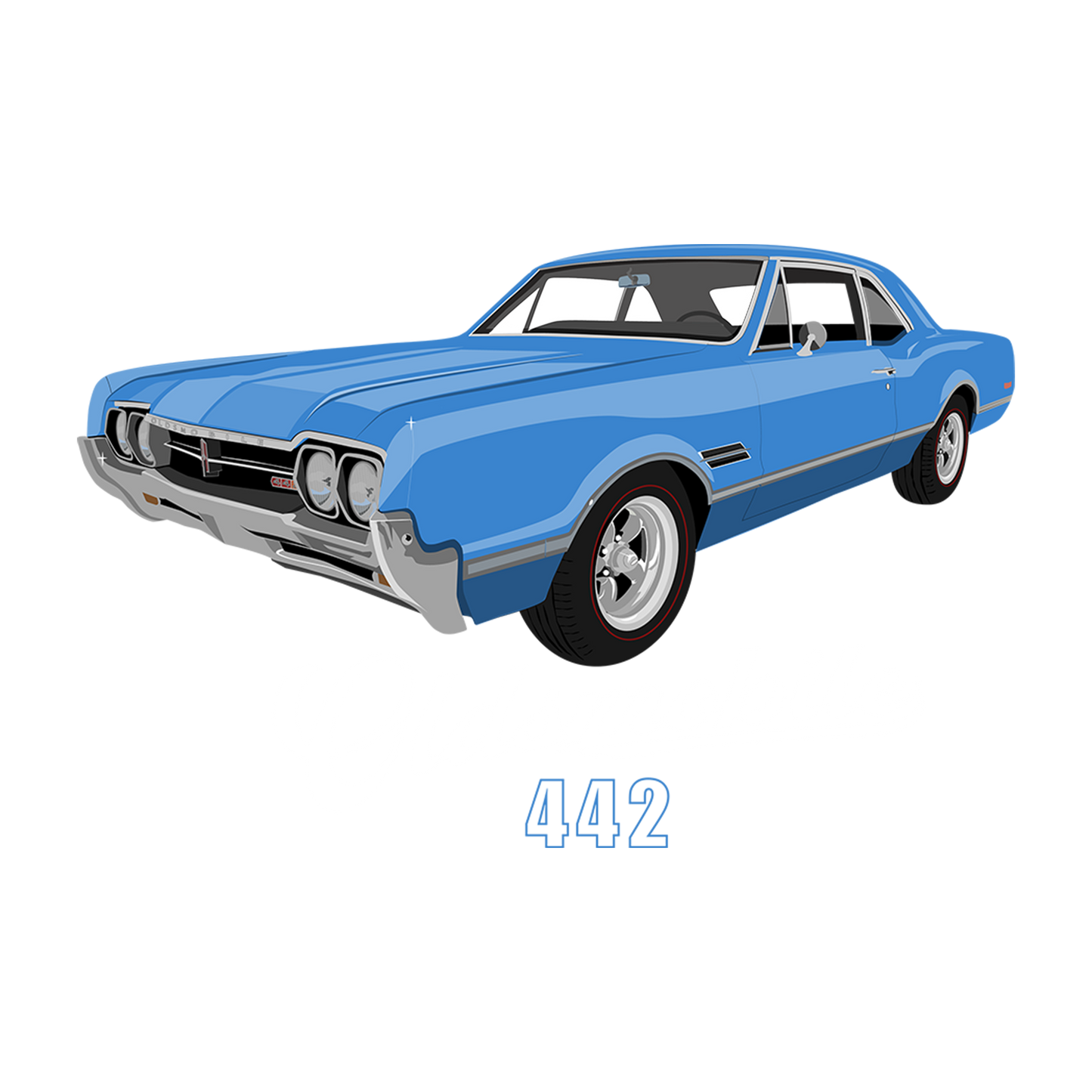 66 Blue Olds 442 DTF Design