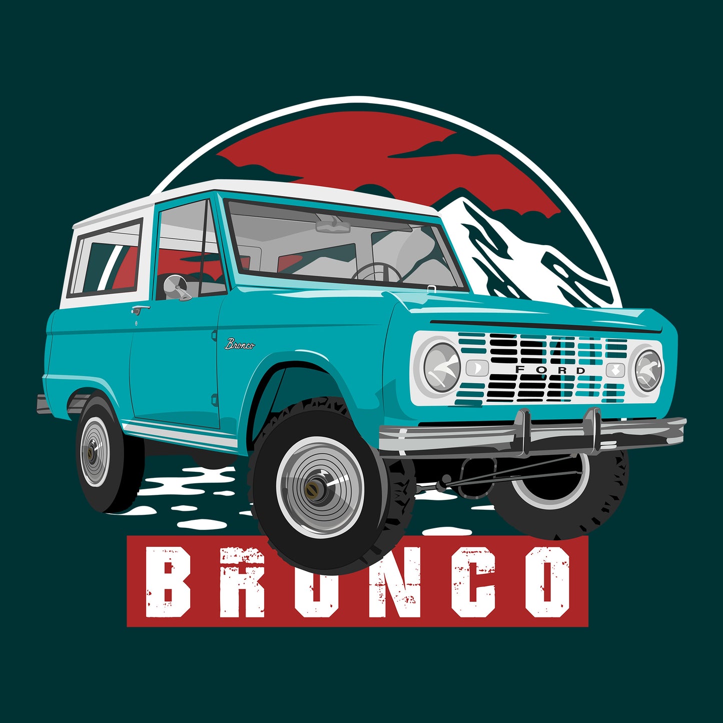 66 Turquoise Ford Bronco DTF Transfer