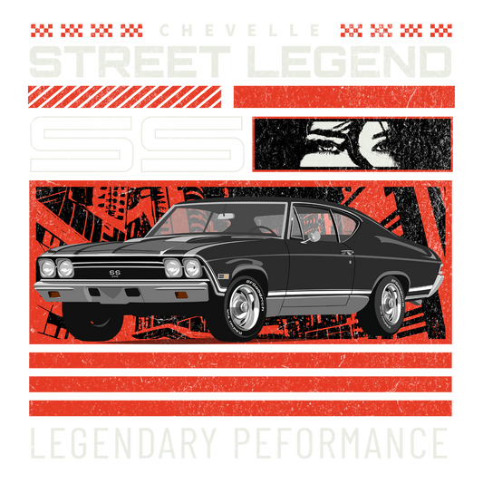 68 Black Chevy Chevelle SS Street Legend DTF Design