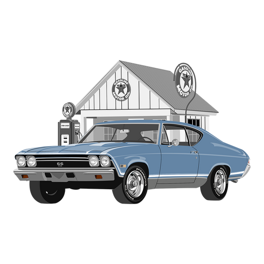 68 Blue Chevy Chevelle SS Texaco DTF Tee