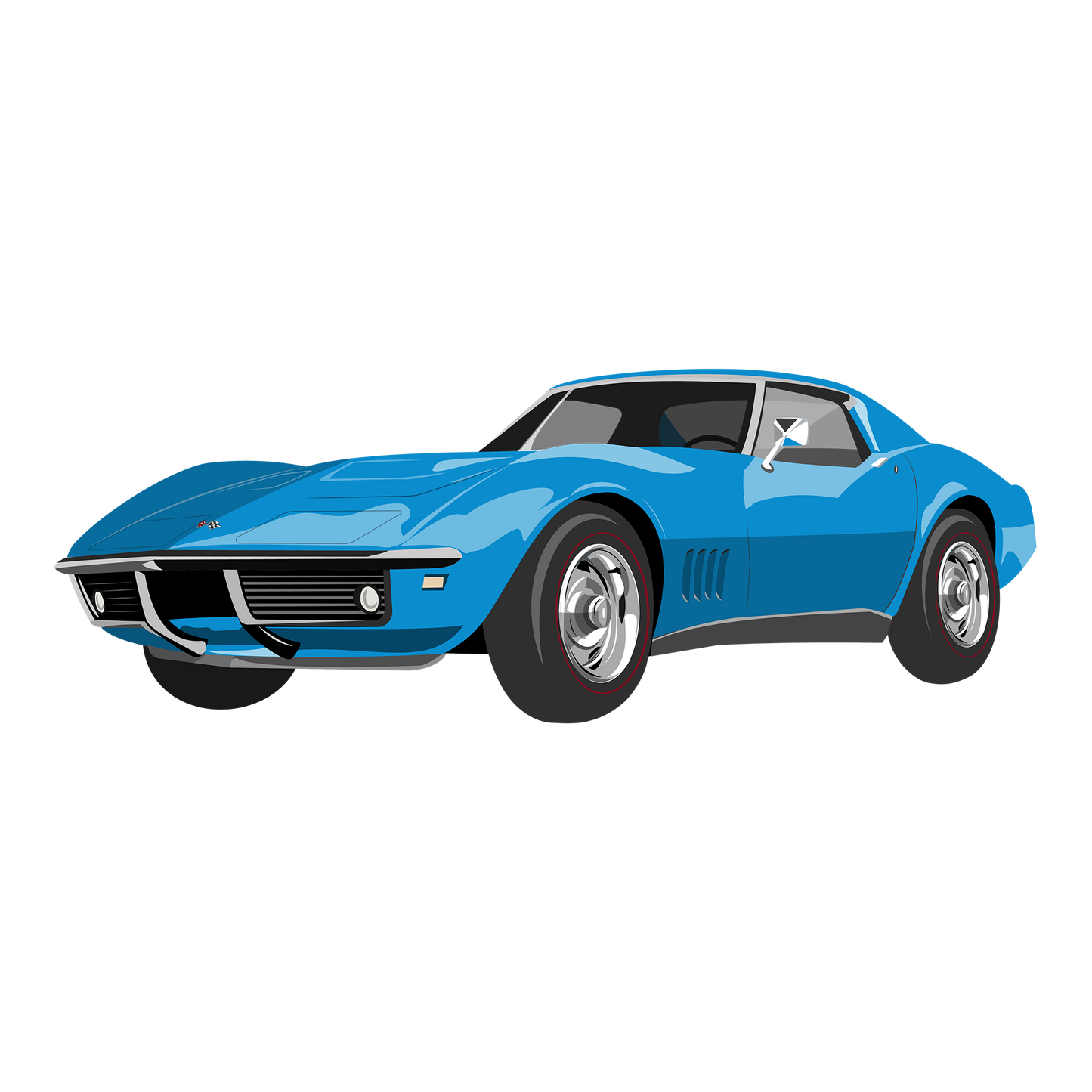 68 Blue Corvette DTF Design