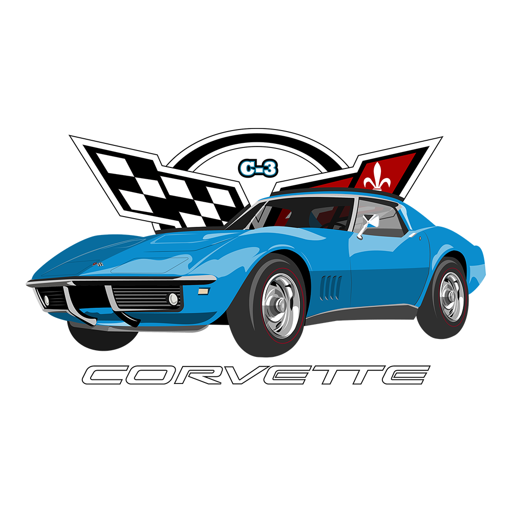 68 Blue Corvette logo DTF Tee