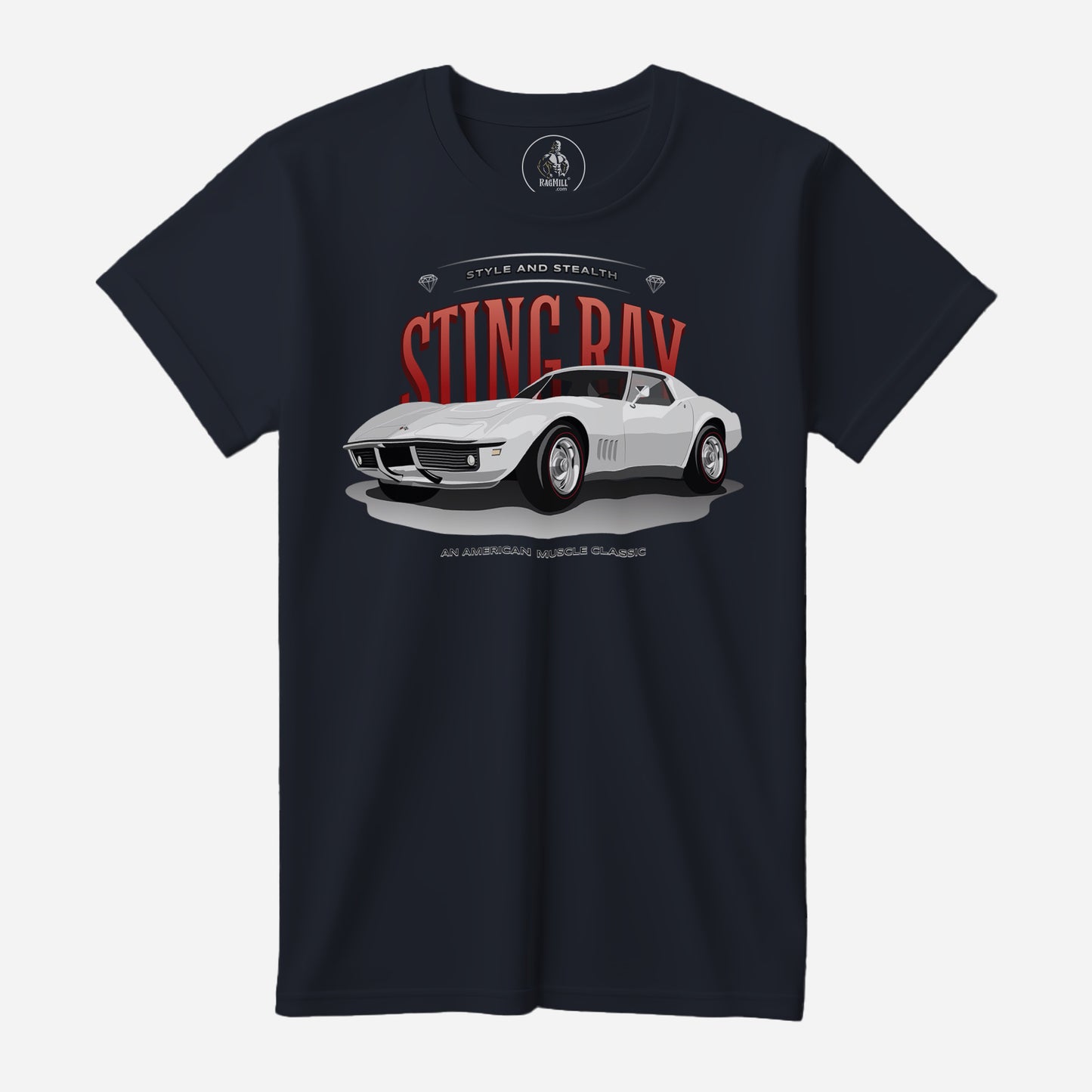 68 Corvette Sting Ray Navy Bella+Canvas T-Shirt