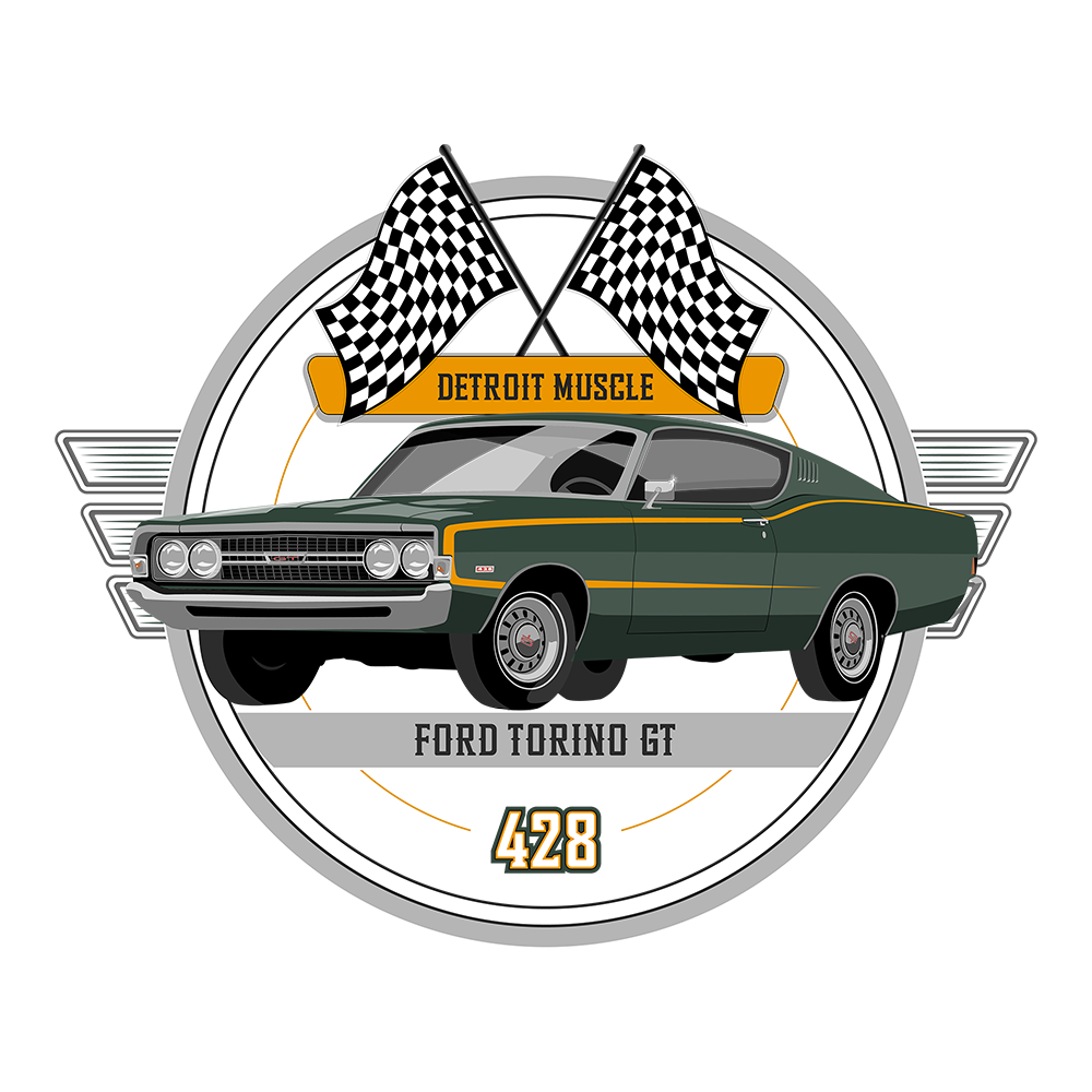 68 Green Ford Torino GT Racing DTF Tee