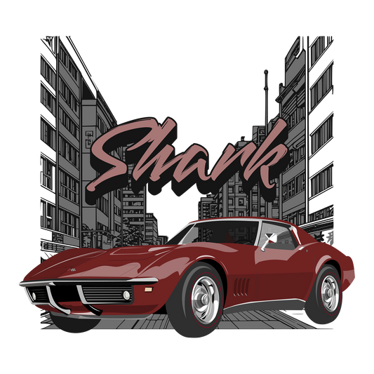 68 Maroon Corvette Shark DTF Design