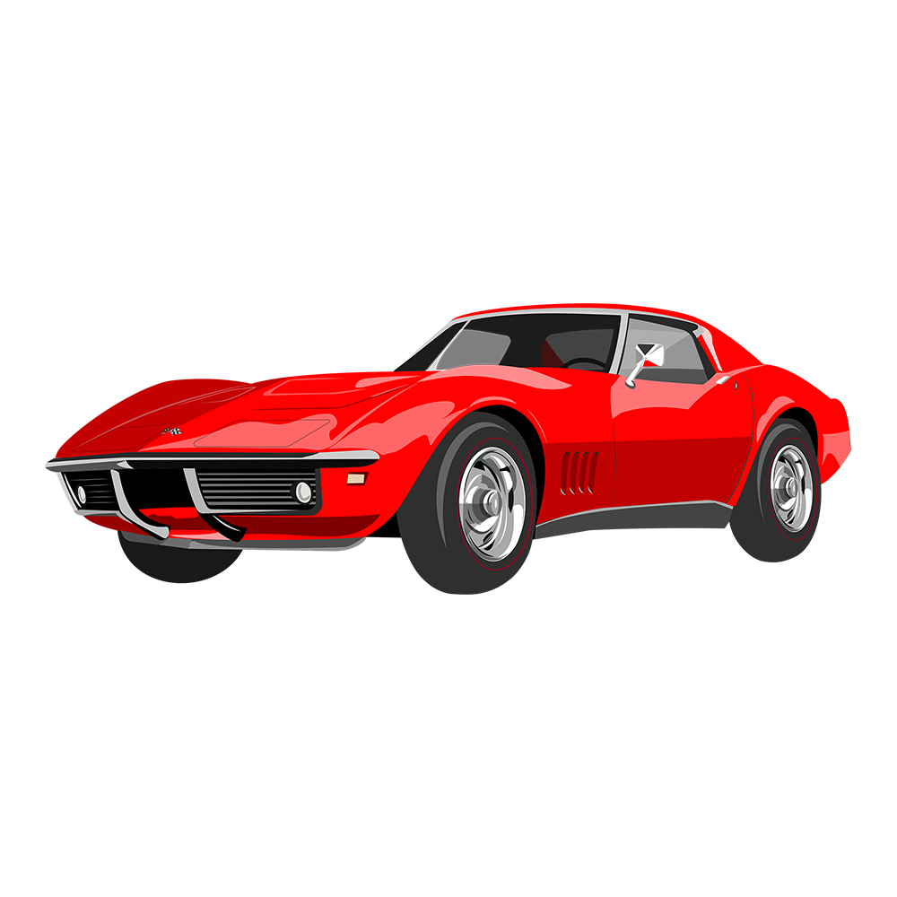 68 Red Corvette DTF Design