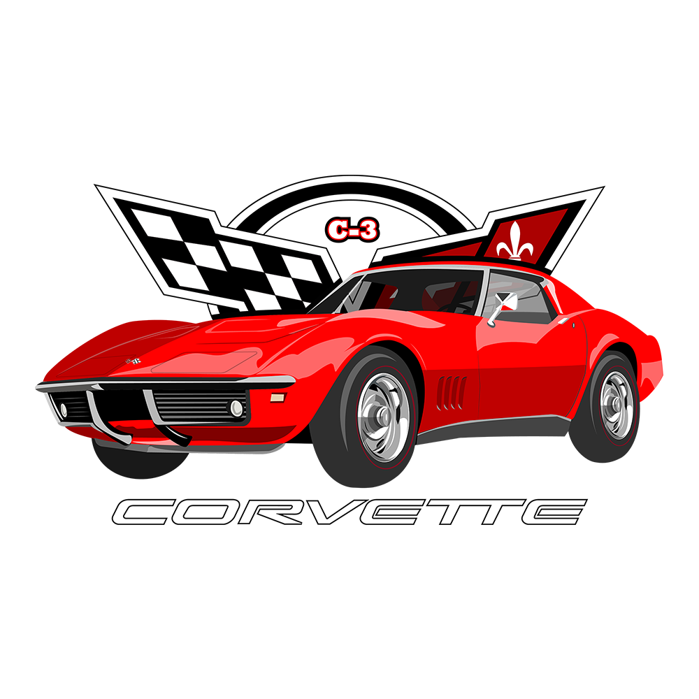 68 Chevy Red Corvette Logo DTF Tee