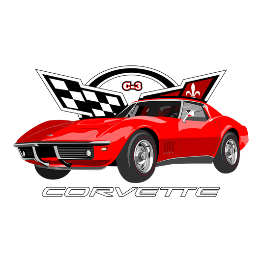 68 Chevy Red Corvette Logo DTF Tee