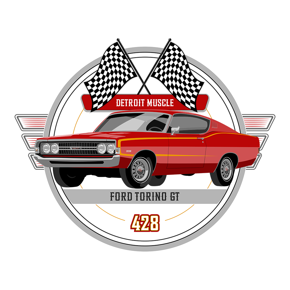 69 Red Ford Torino GT Racing DTF Tee
