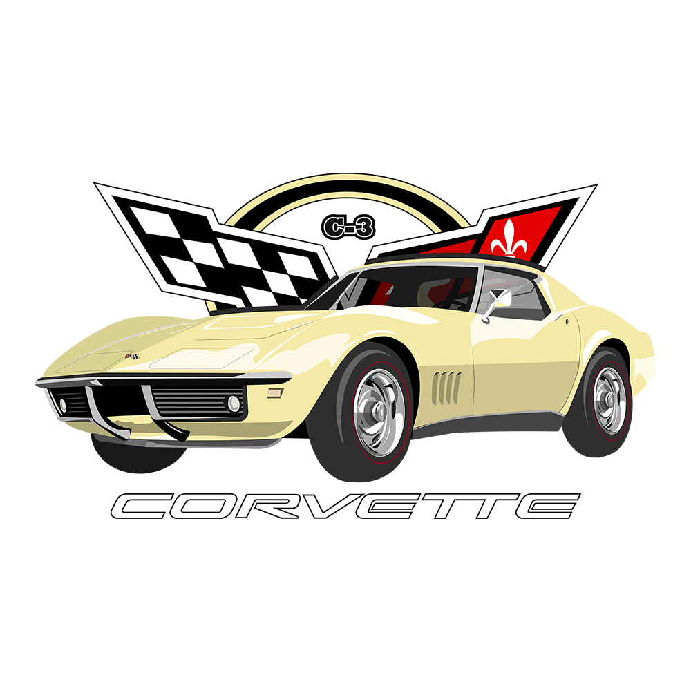 68 Yellow Chevy Corvette Logo DTF Tee