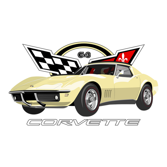68 Yellow Chevy Corvette Logo DTF Tee