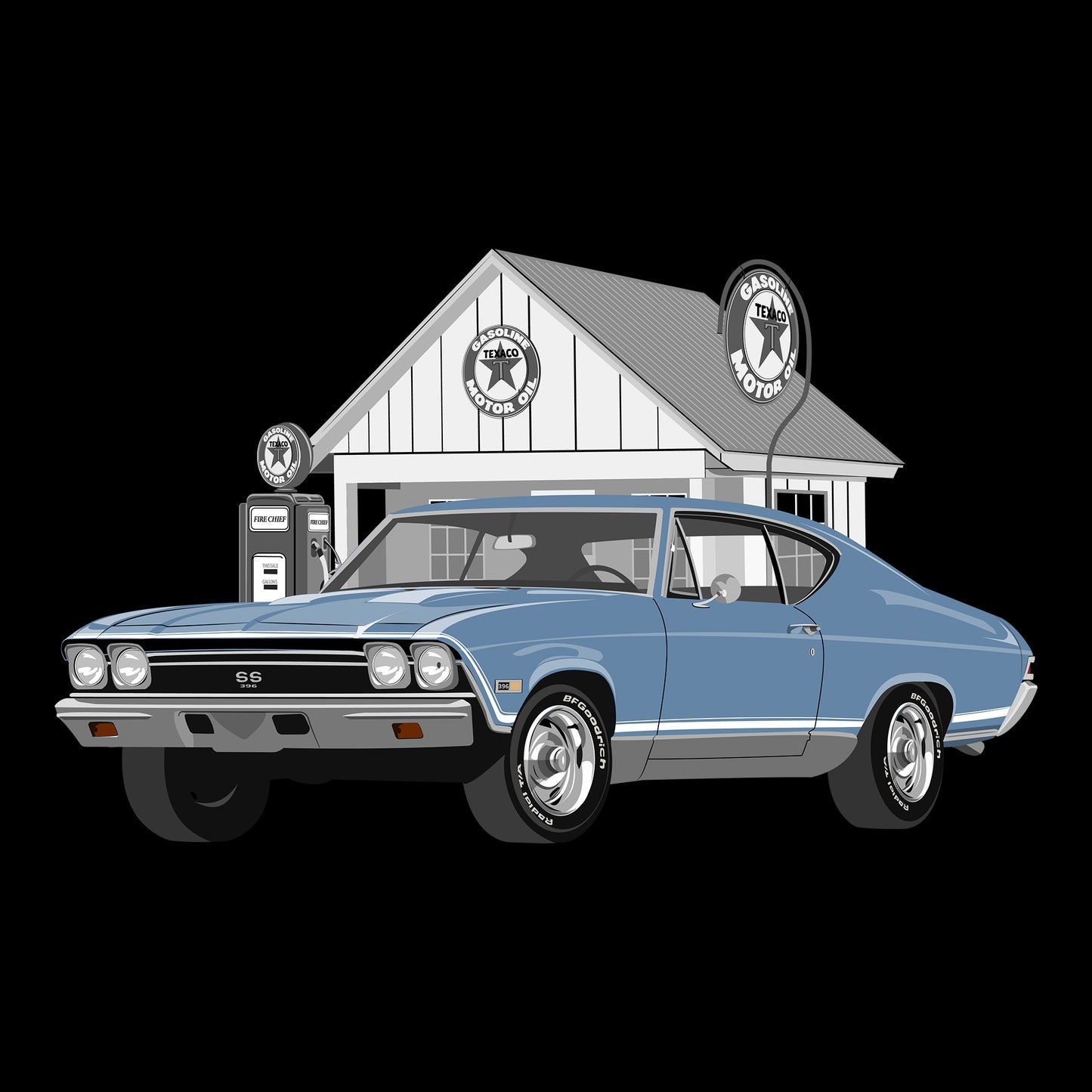 68 Blue Chevy Chevelle SS DTF Transfer