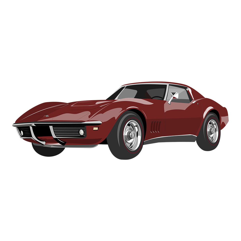 68 Maroon Corvette Classic DTF Design