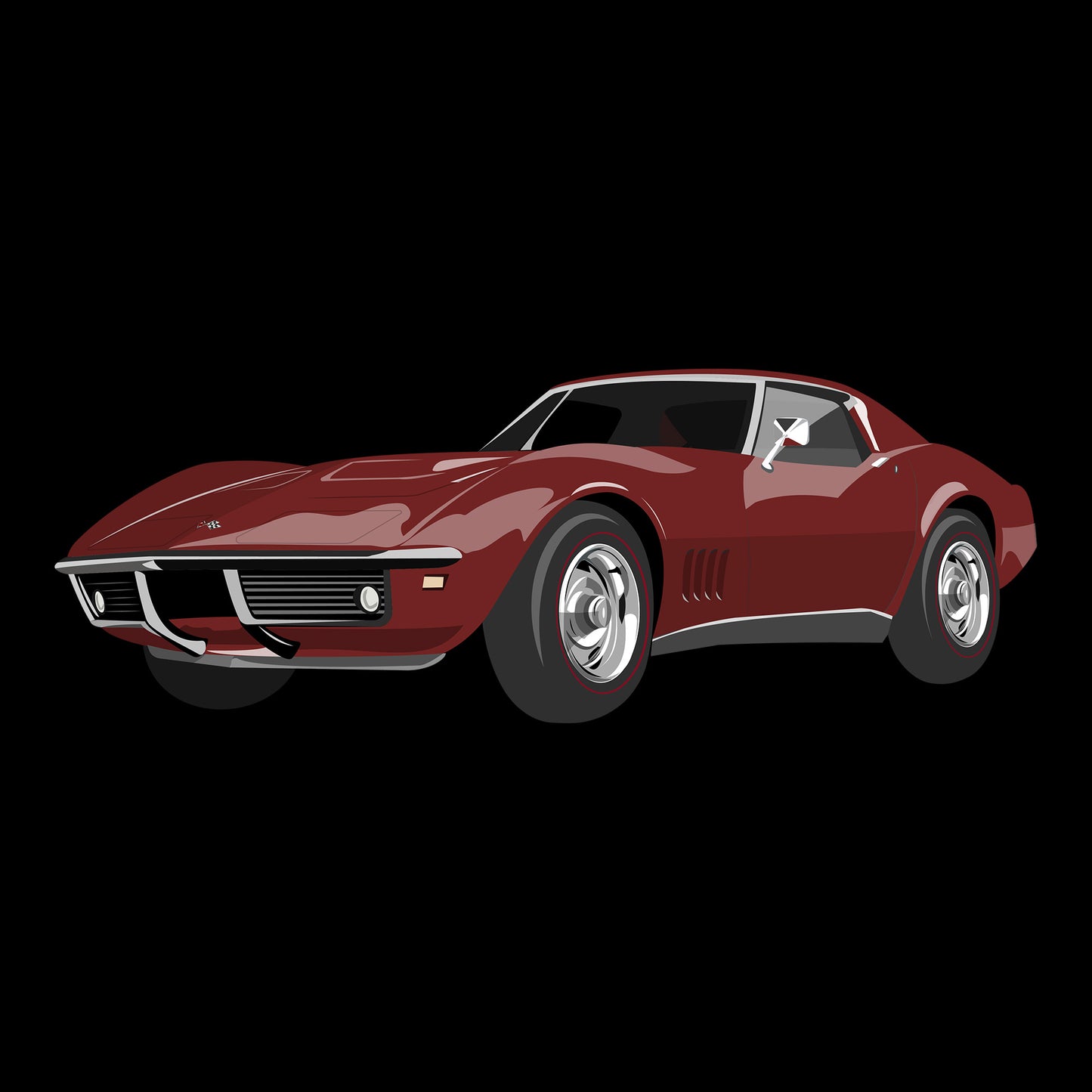 68 Maroon Corvette Classic DTF Transfer