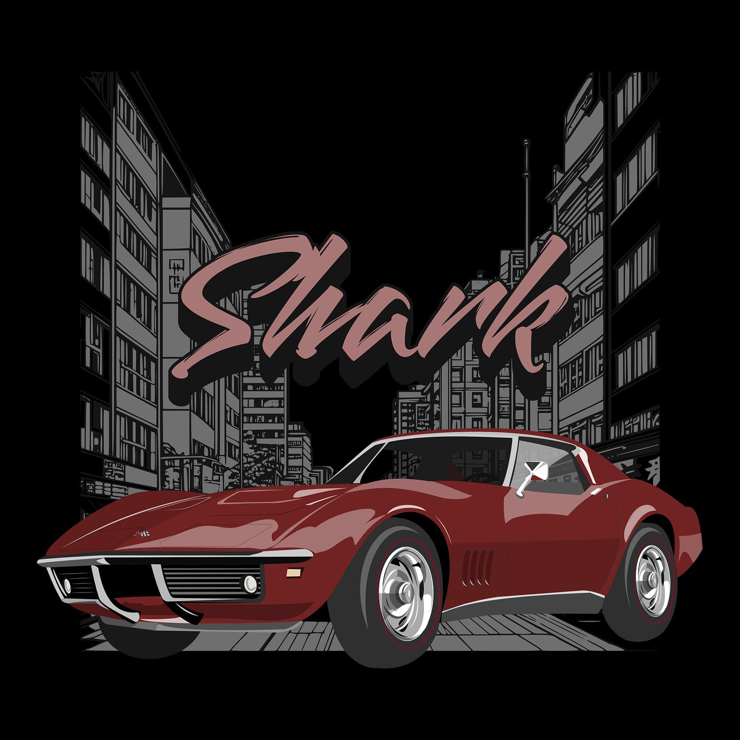 68 Maroon Corvette Shark DTF Transfer