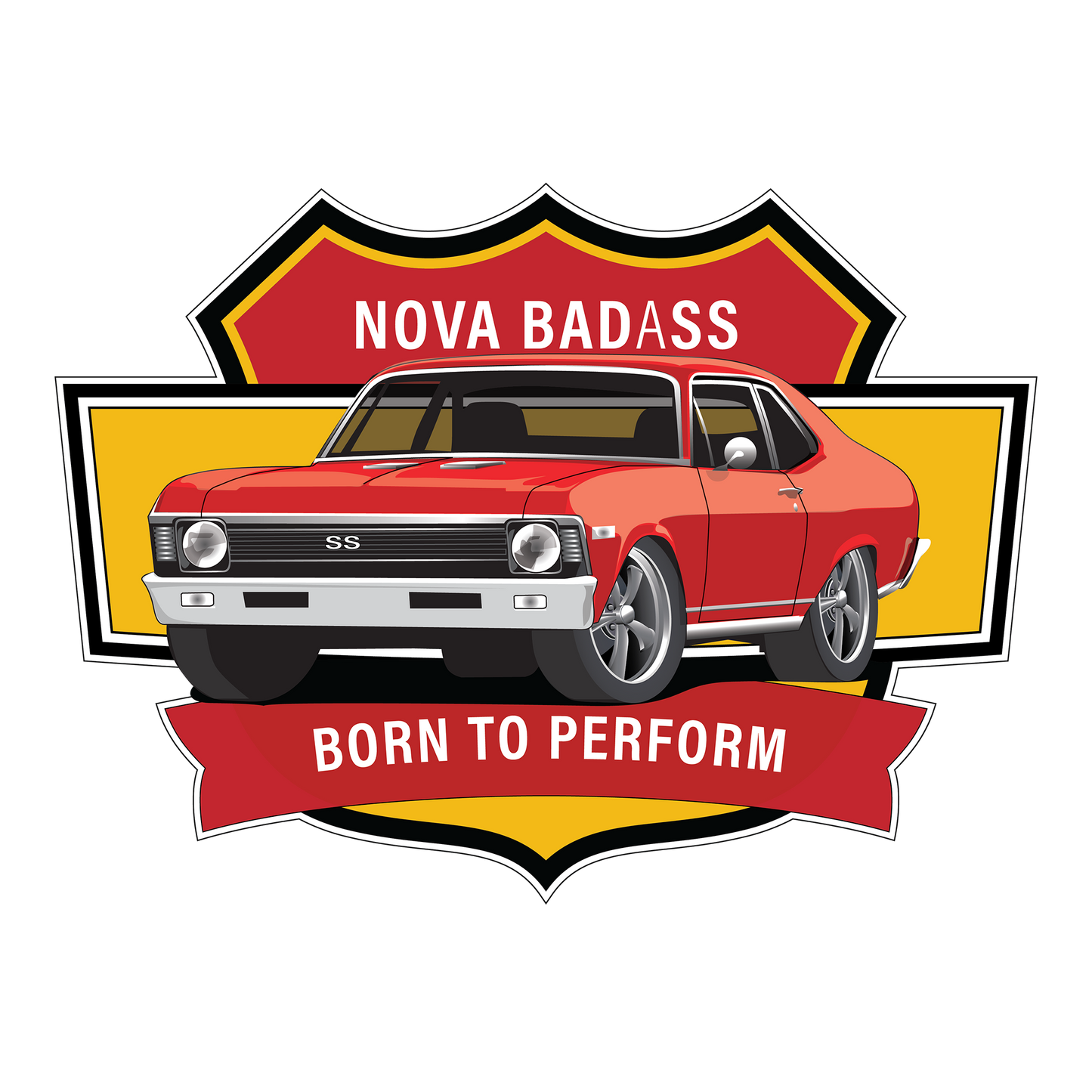 68 Red Chevy Nova SS DTF Design