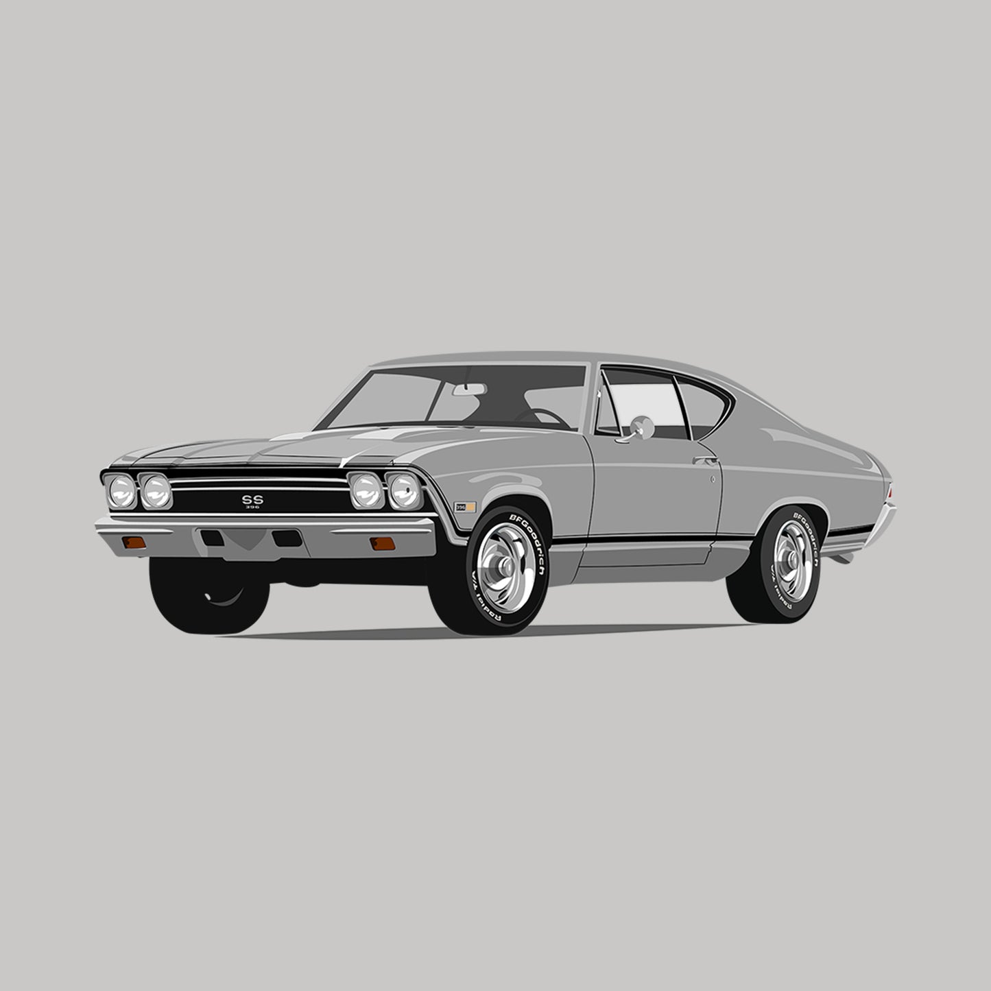 68 Silver Chevy Chevelle SS Classic DTF Transfer