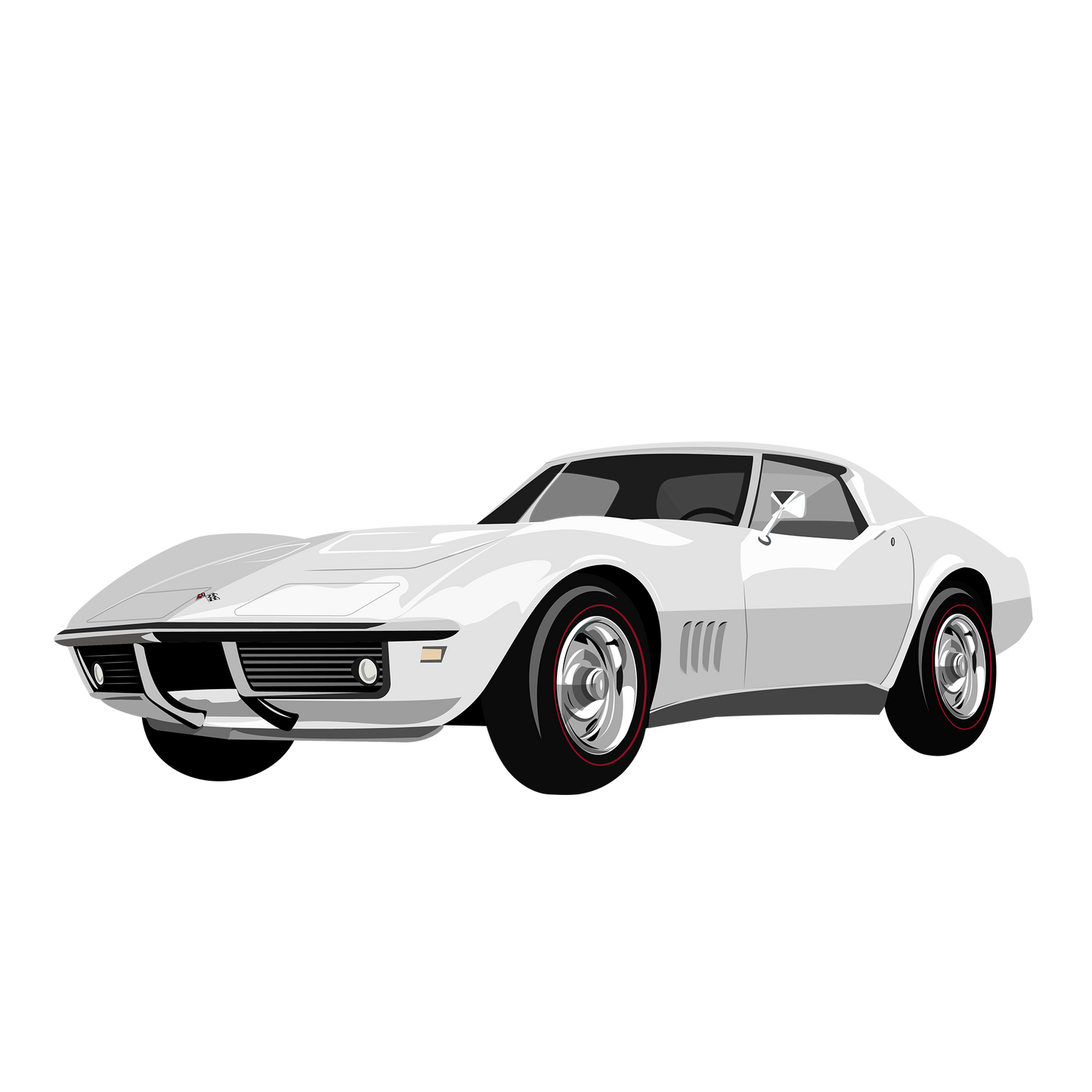 68 White Corvette DTF Design