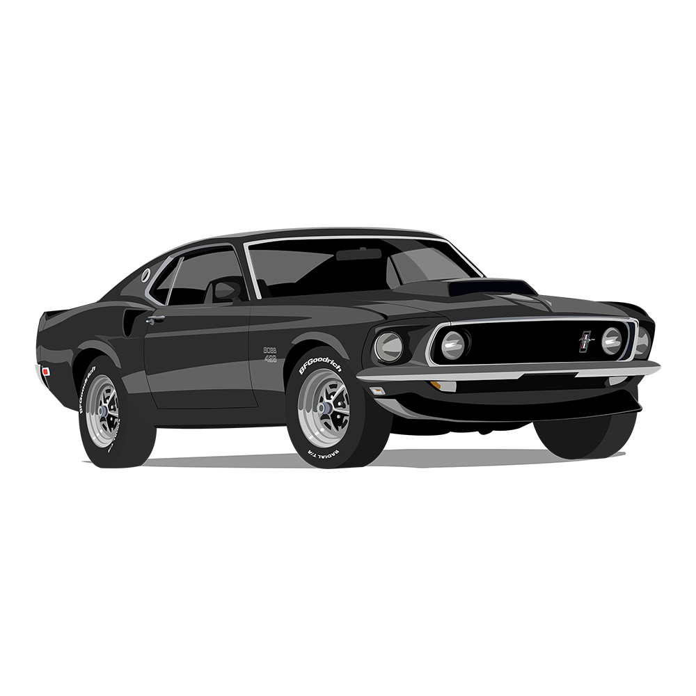 69 Black Ford Mustang Boss 429 DTF Tee