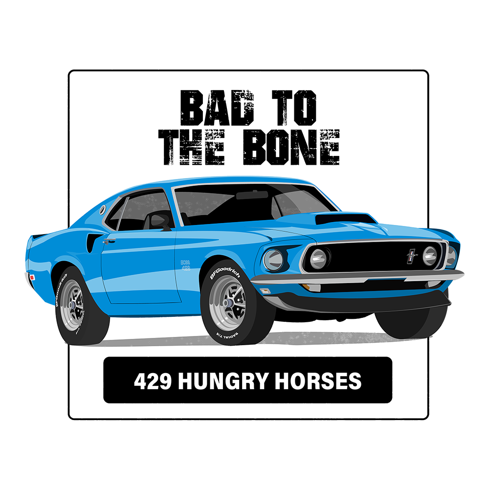 69 Blue Ford Mustang Boss 429 Bad DTF Tee