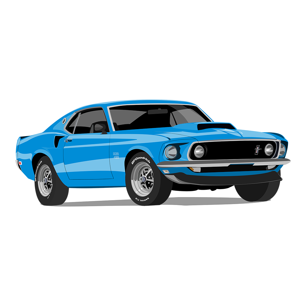 69 Blue Ford Mustang Boss 429 DTF Tee