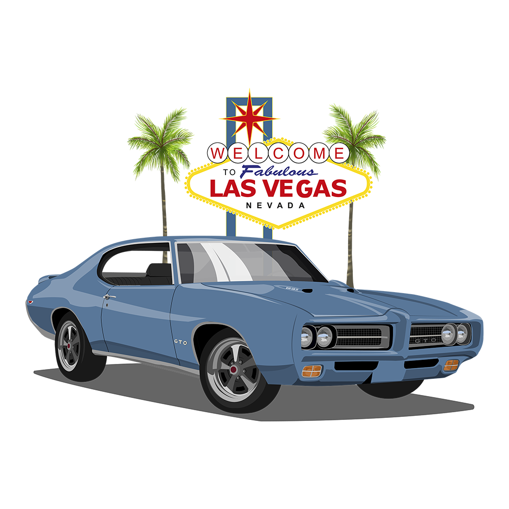 69 Blue Pontiac GTO Vegas Tee