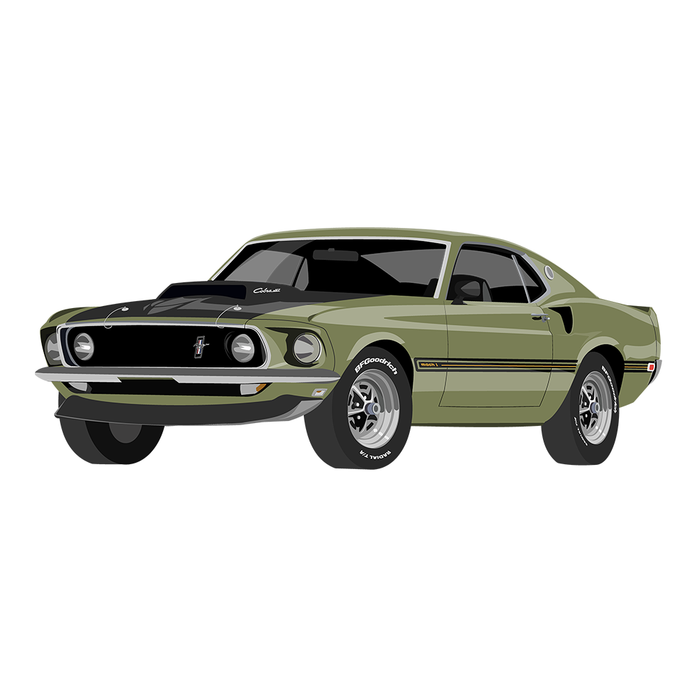 69 Lime Green Ford Cobra Mach 1 DTF Tee