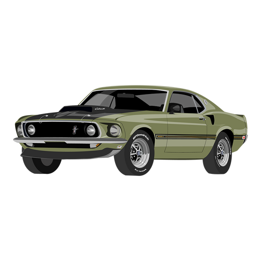 69 Lime Green Ford Cobra Mach 1 DTF Tee