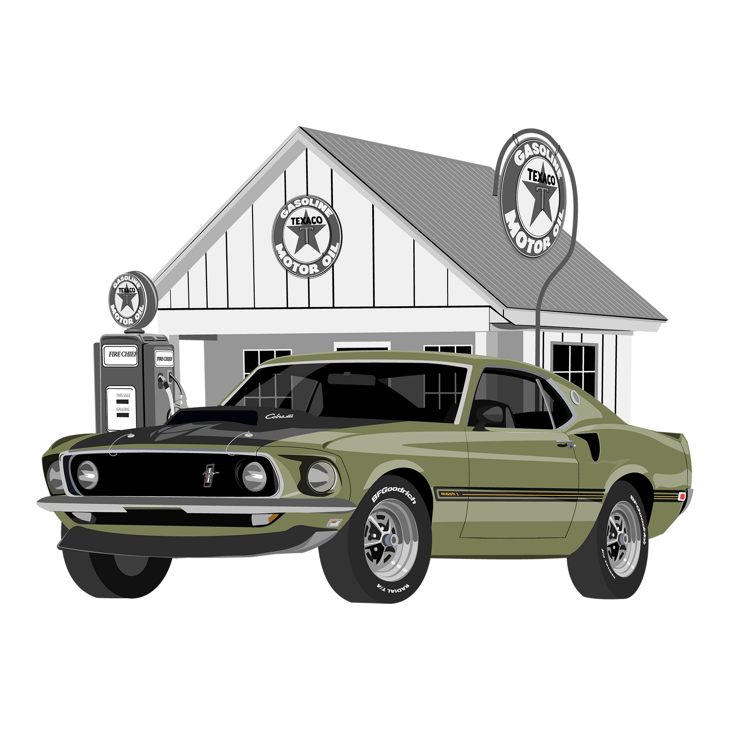 69 Lime Green Ford Mustang Mach 1 DTF Tee