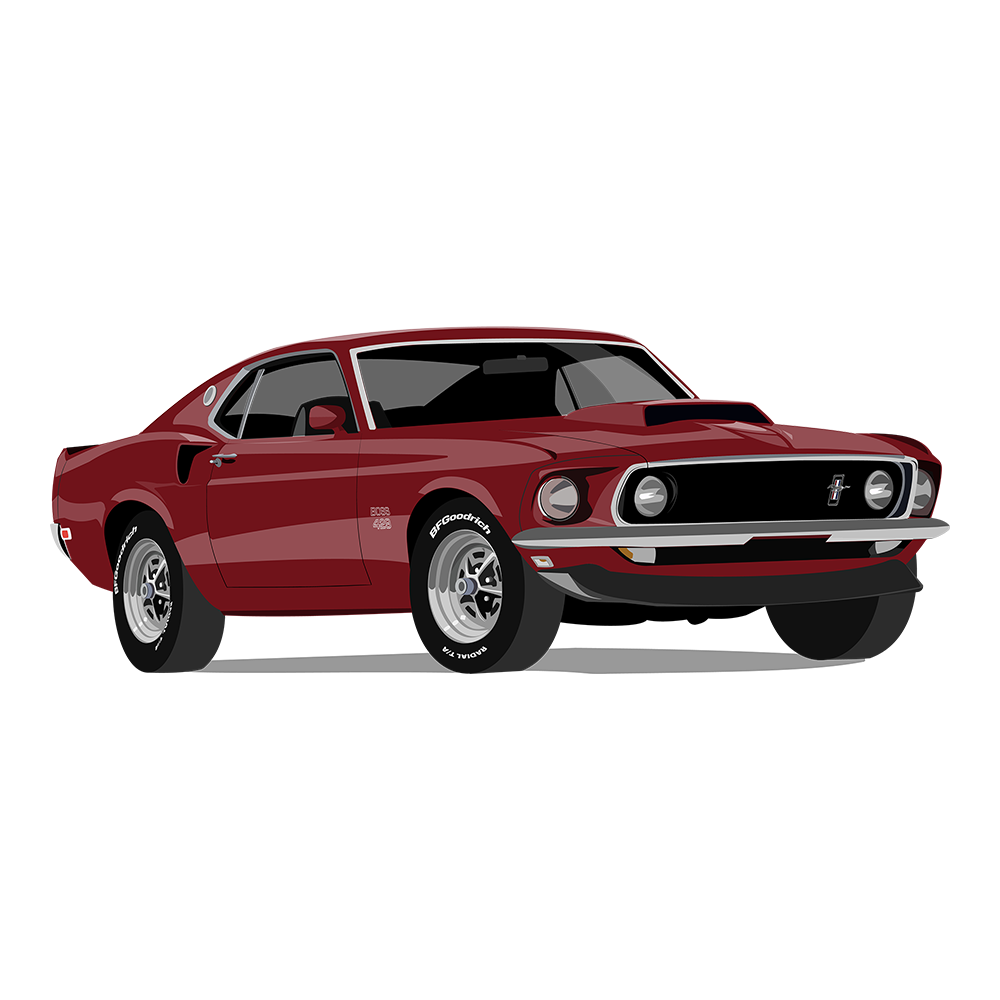 69 Maroon Ford Mustang Boss 429 DTF Tee