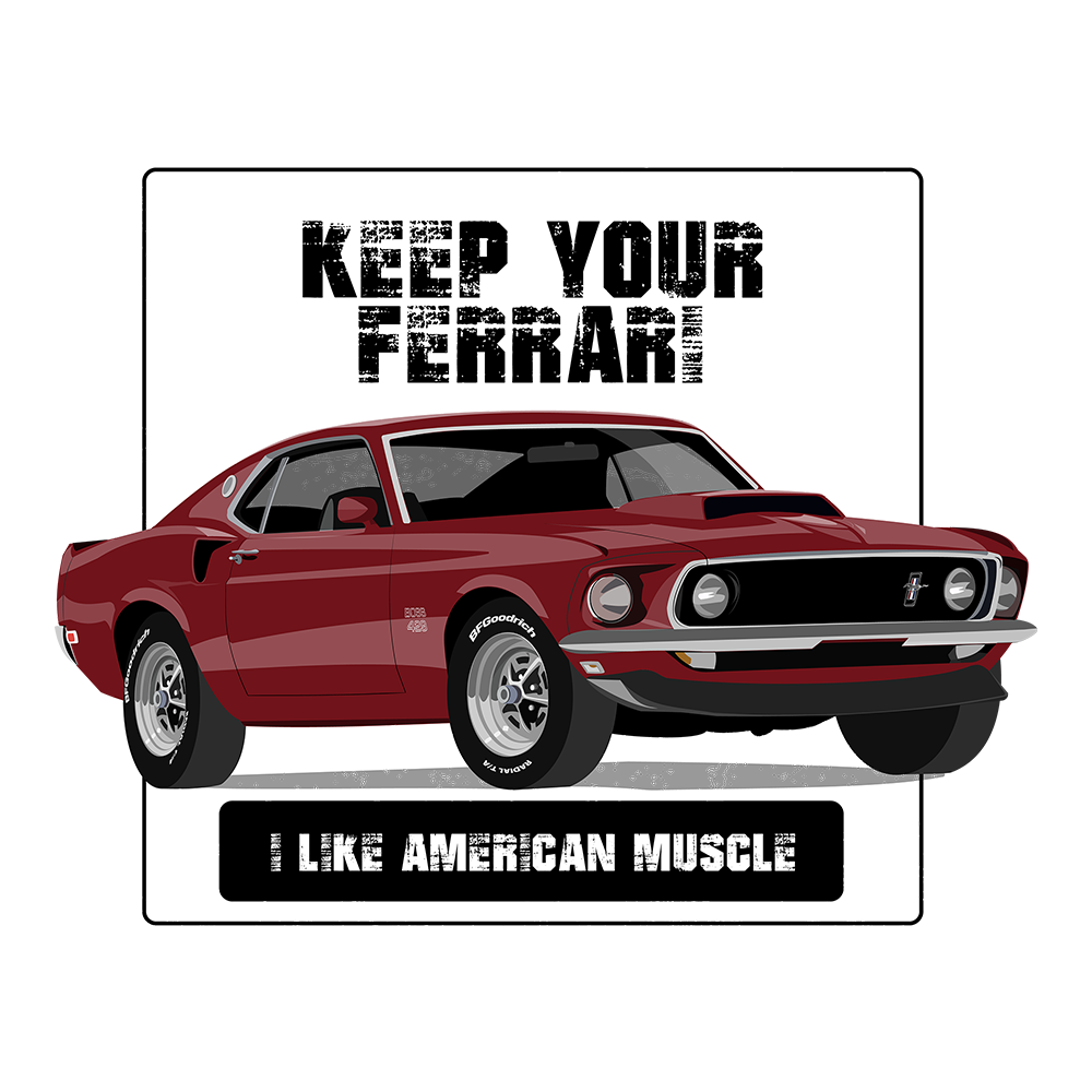 69 Maroon Ford Mustang Boss 429 USA DTF Tee