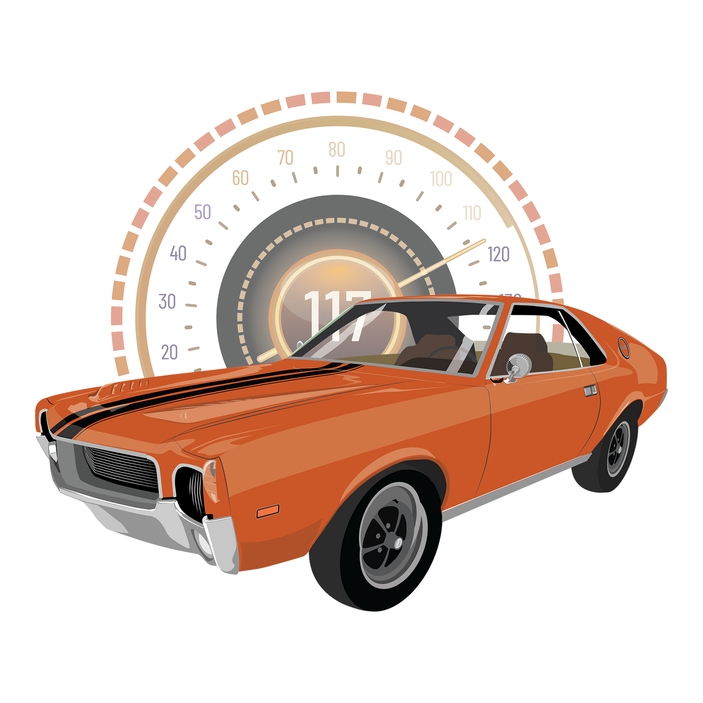 69 Orange AMC AMX DTF Design