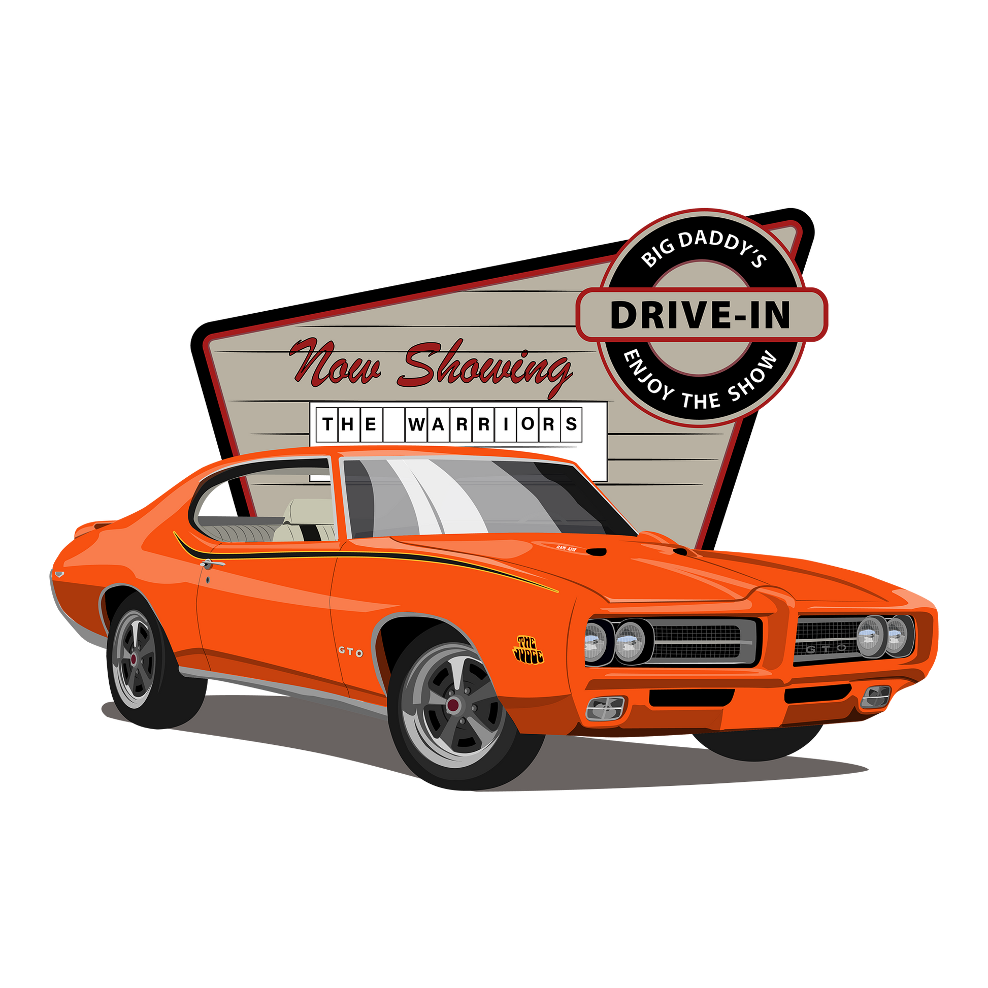 69 Orange Pontiac GTO Judge DTF Design